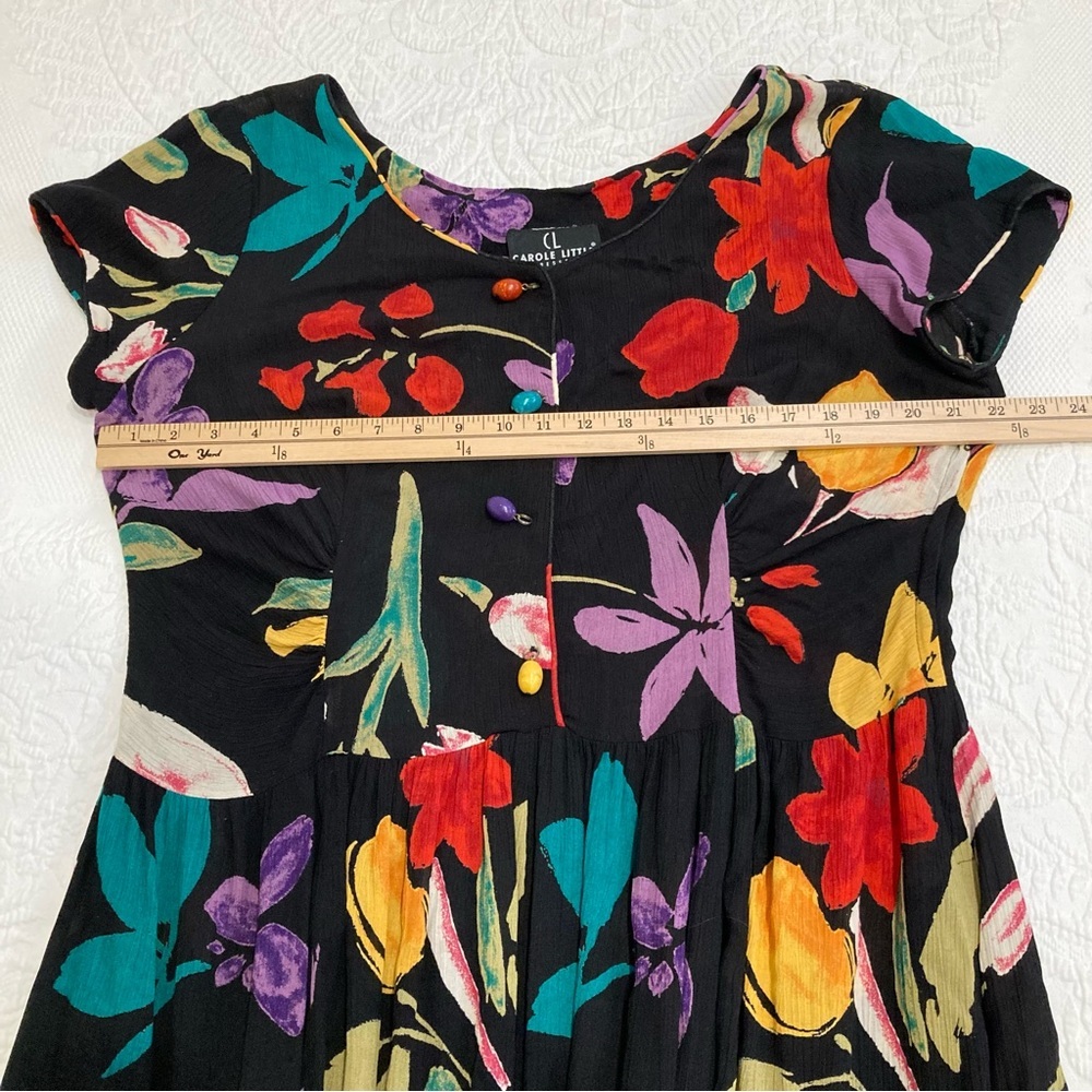 Vintage 90s Carole Little bright floral Artsy maxi dress size 16 - Picture 7 of 15